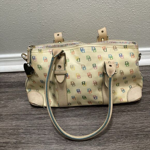 Dooney & Bourke Handbags - Dooney & Bourke Colorful AOP Monogram Mini Barrel Bag Zipper Strap